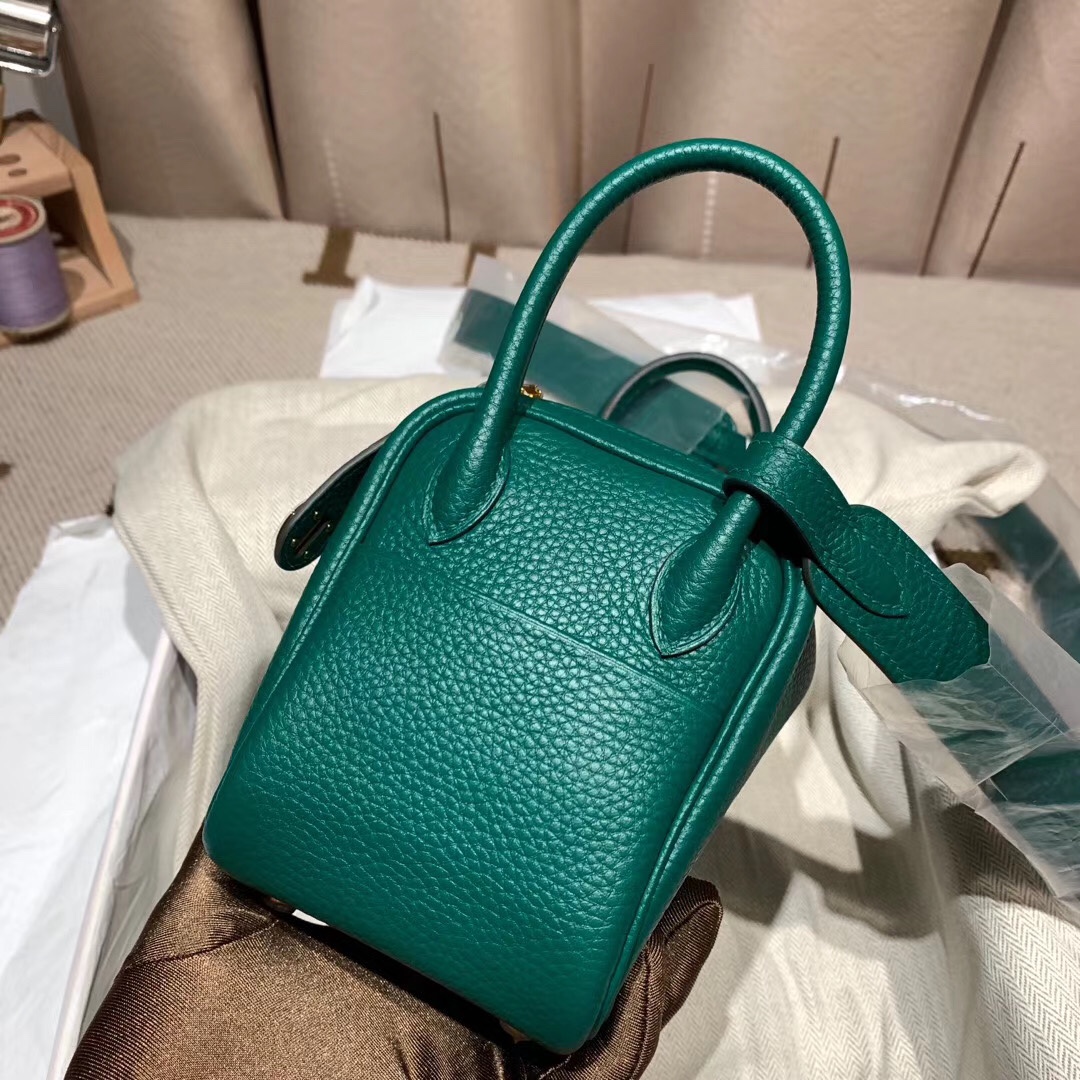 에르메스 미니 린디백19 벨벳그린 금장 끌레망스 가죽